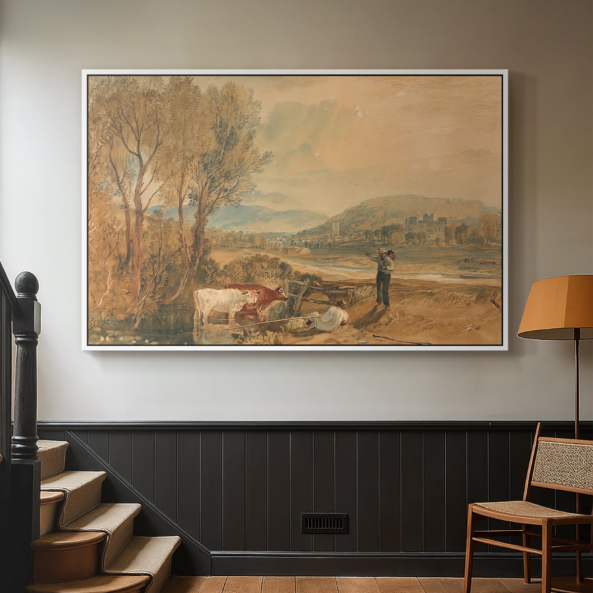 Lulworth Castle, Dorset, c. 1820 - Floater Framed Canvas Print