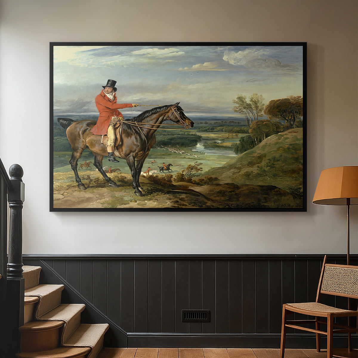 John Levett Hunting at Wychnor, Staffordshire, 1818 - Floater Framed Canvas Print