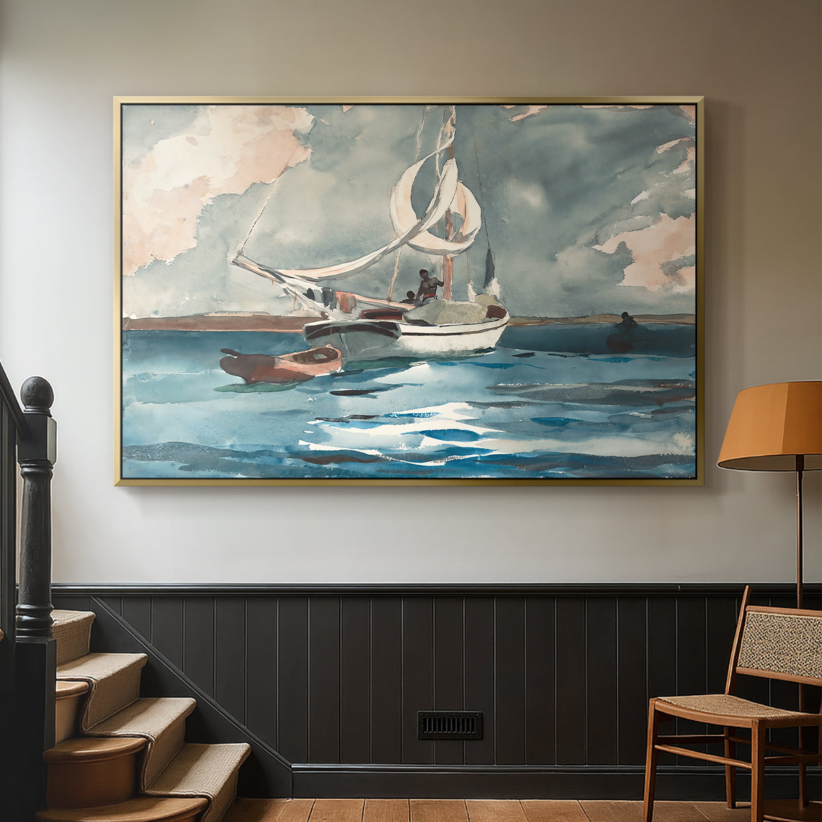 Sloop, Nassau, 1899 - Floater Framed Canvas Print