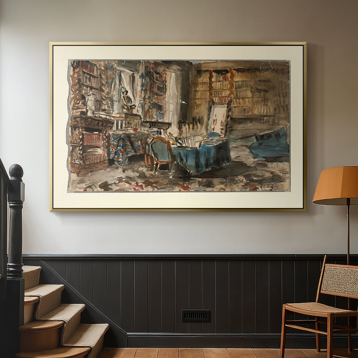 Cabinet de Flaubert à Croisset, 1874 - Floater Framed Canvas Print