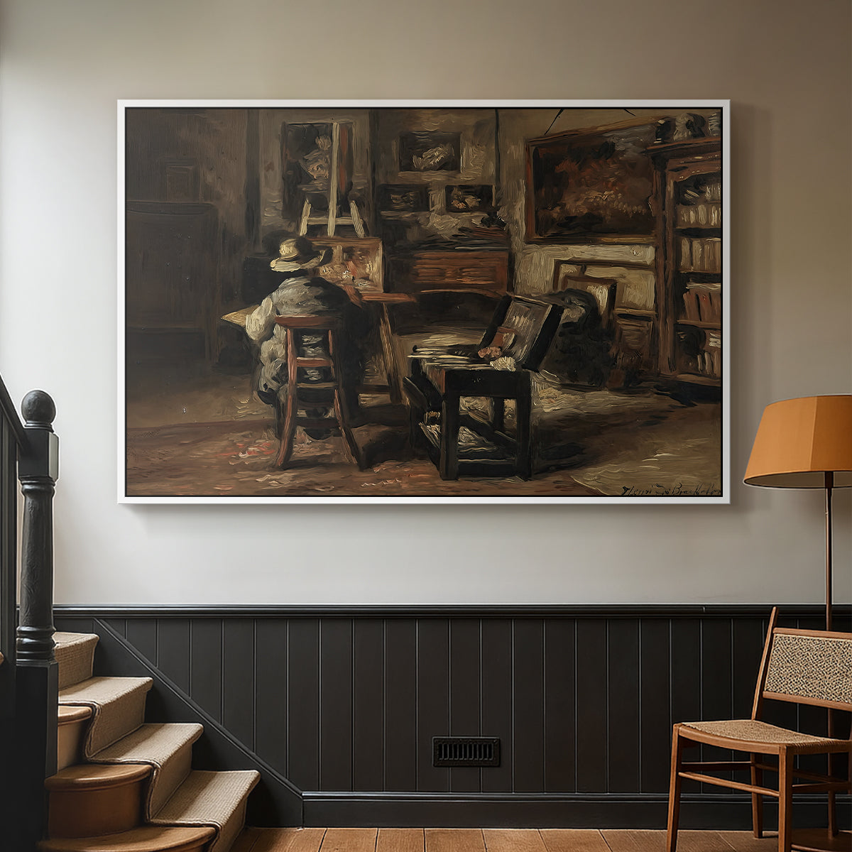 The Studio of Ferdinand De Braekeleer I, Father of the Painter, c. 1873-1885 - Floater Framed Canvas Print
