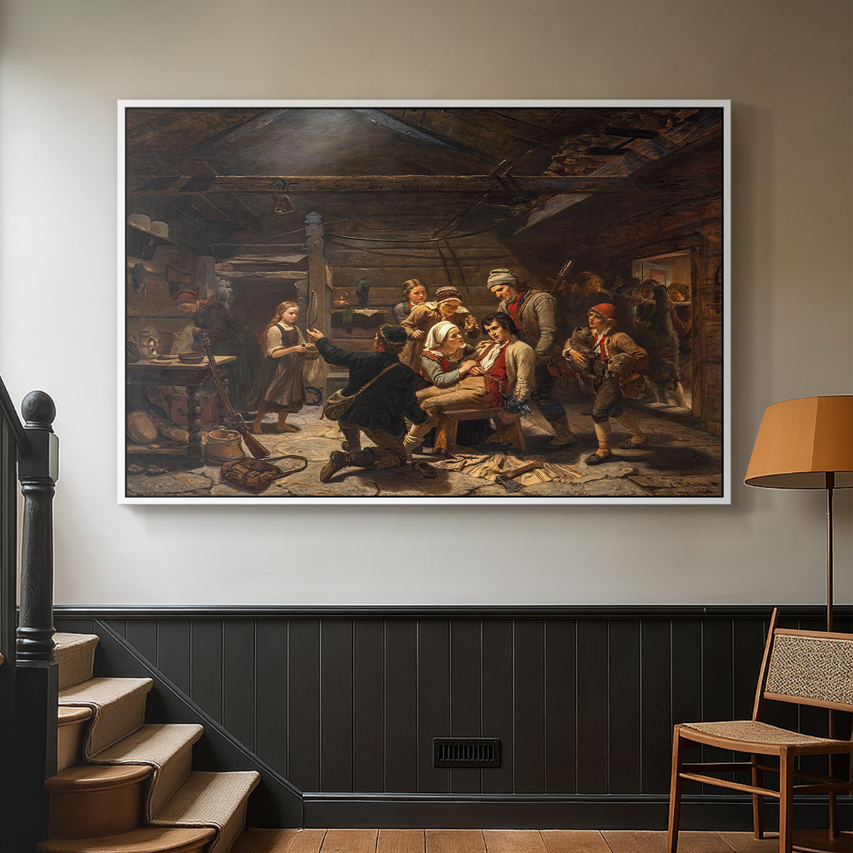 The Return of the Bear Hunter, 1856 - Floater Framed Canvas Print