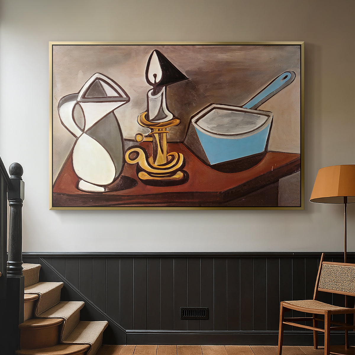 Jug, Candle, and Enamel Pan, 1950 - Floater Framed Canvas Print