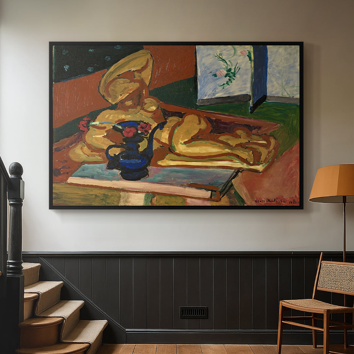 Sculpture and Persian Vase (The Bronze Figure), 1908 - Floater Framed Canvas Print