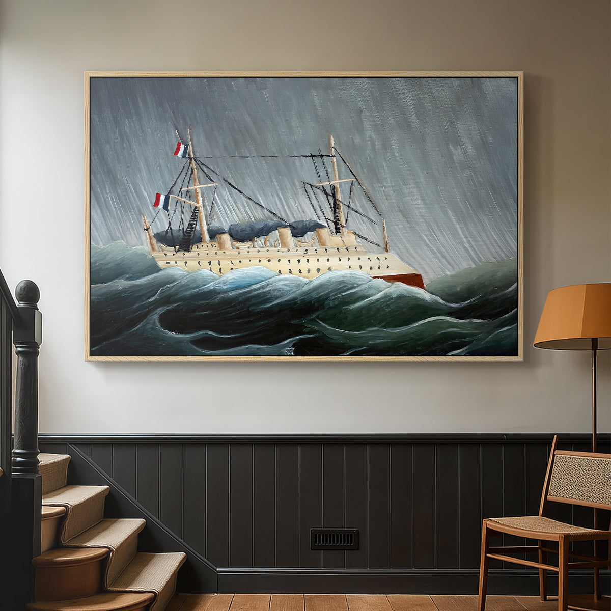 A Ship in the Storm, c. 1899 - Floater Framed Canvas Print
