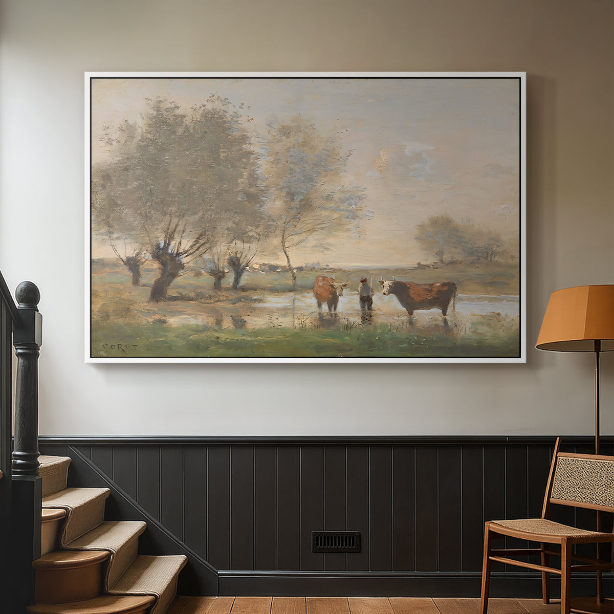 Cows in a Marshy Landscape, c. 1873-1874 - Floater Framed Canvas Print