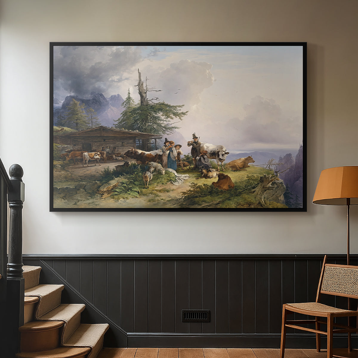 An Alpine Farm on the Untersberg, 1835 - Floater Framed Canvas Print