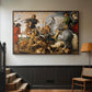 The Wolf and Fox Hunt, c. 1616 - Floater Framed Canvas Print