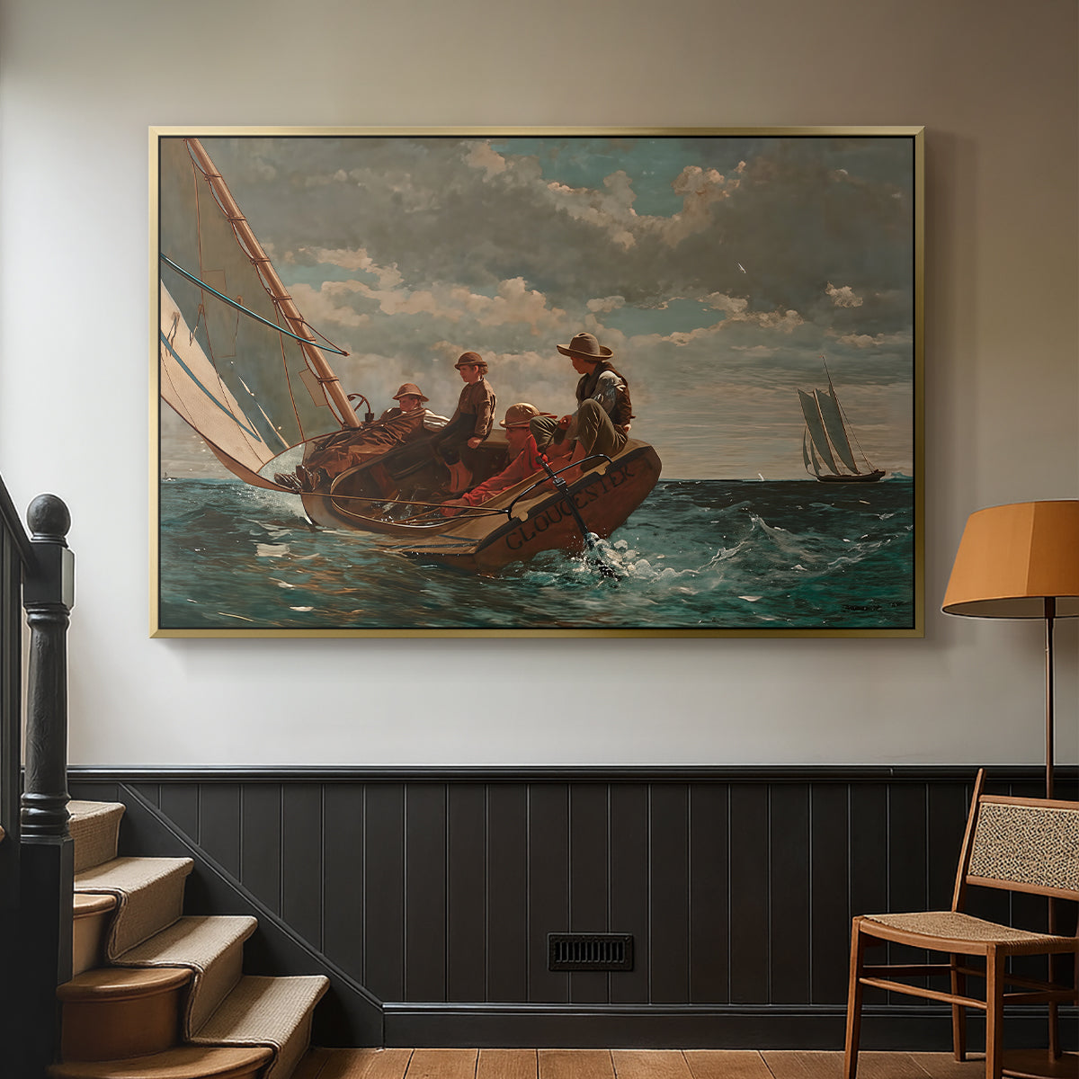 Breezing Up (A Fair Wind), 1873-1876 - Floater Framed Canvas Print