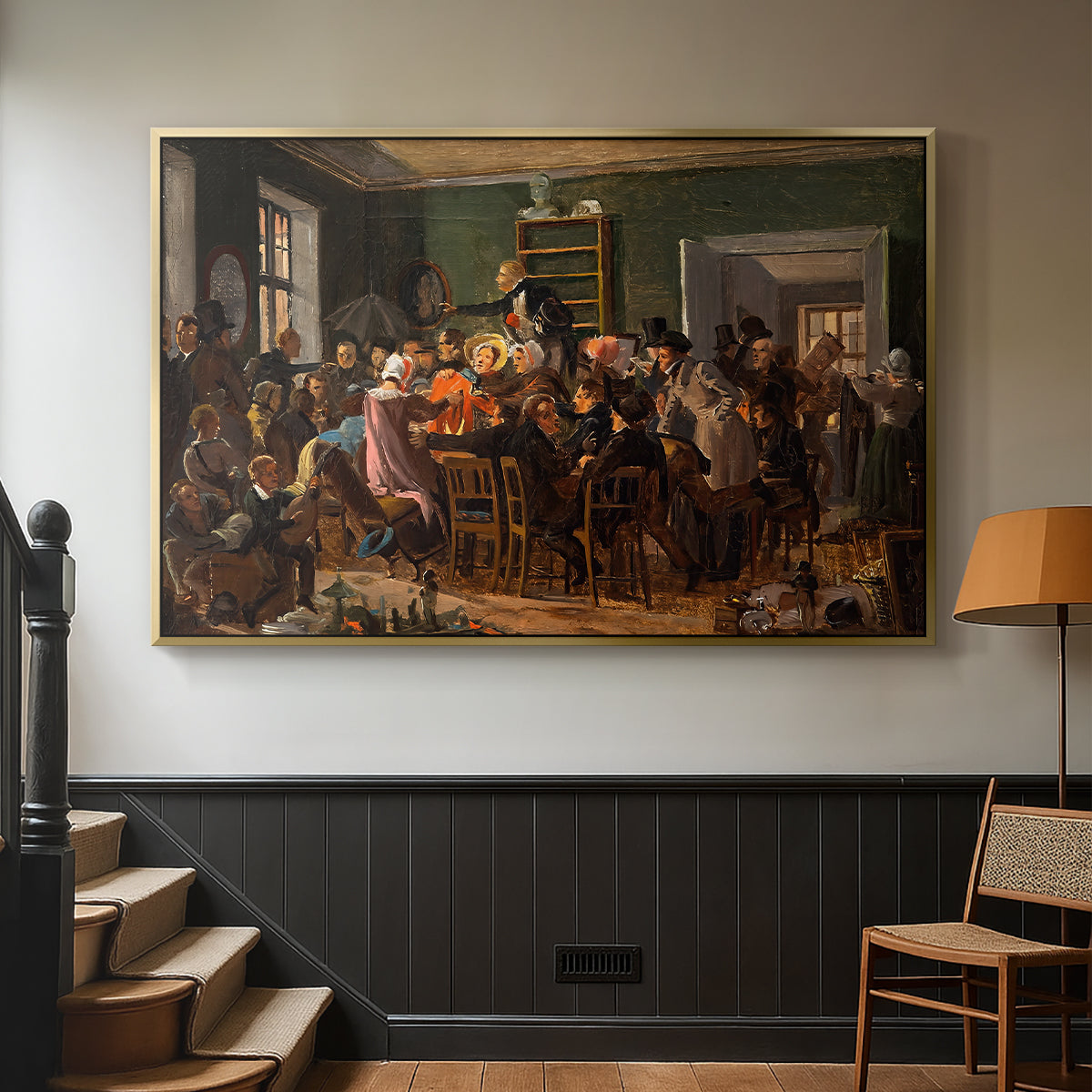 An Auction Scene, 1835 - Floater Framed Canvas Print