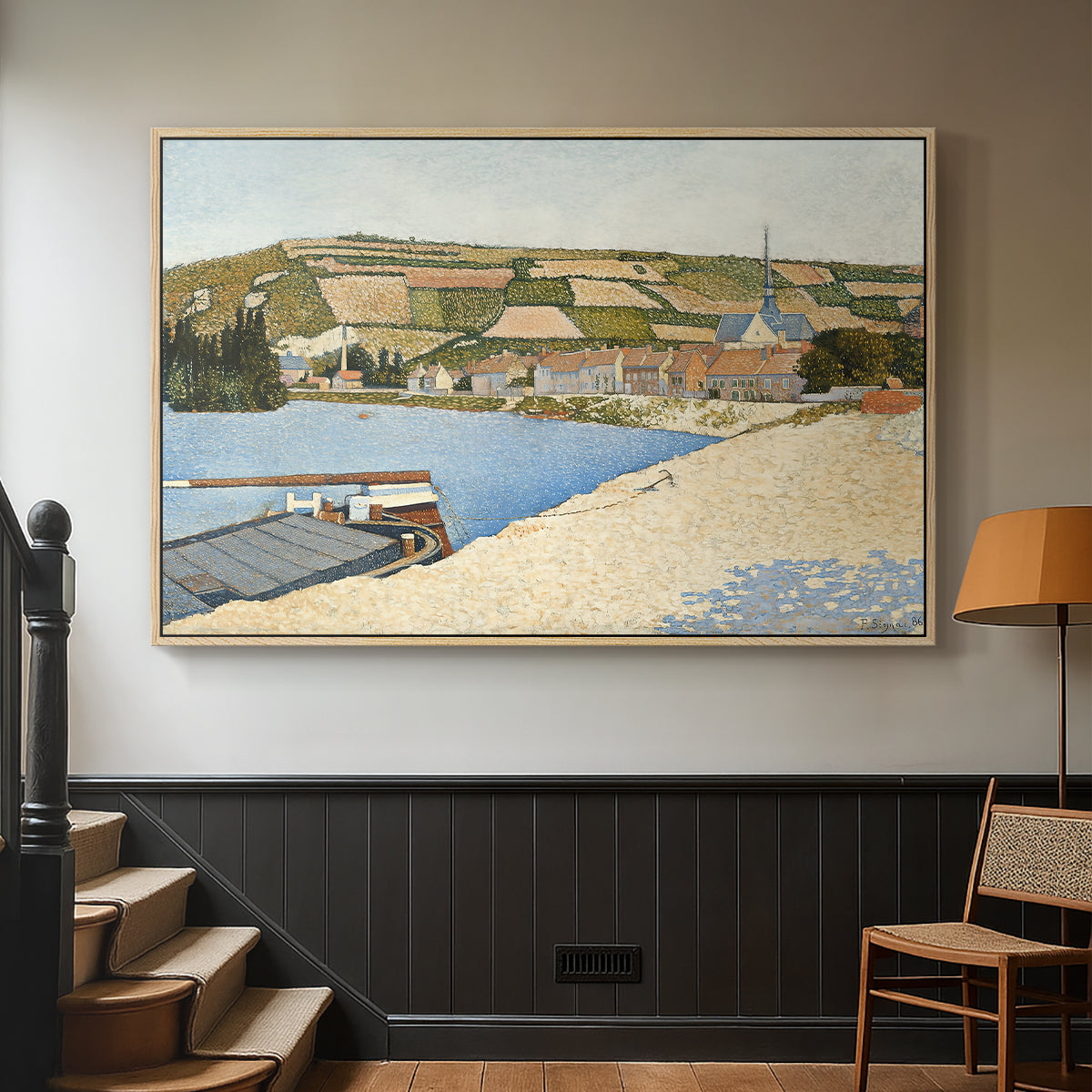 The Riverbank, Les Andelys, 1886 - Floater Framed Canvas Print