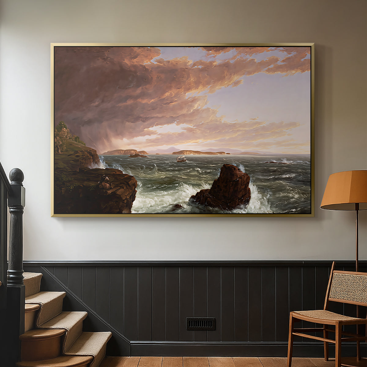 Views Across Frenchman's Bay from Mt. Desert Island, After a Squall, 1845 - Floater Framed Canvas Print