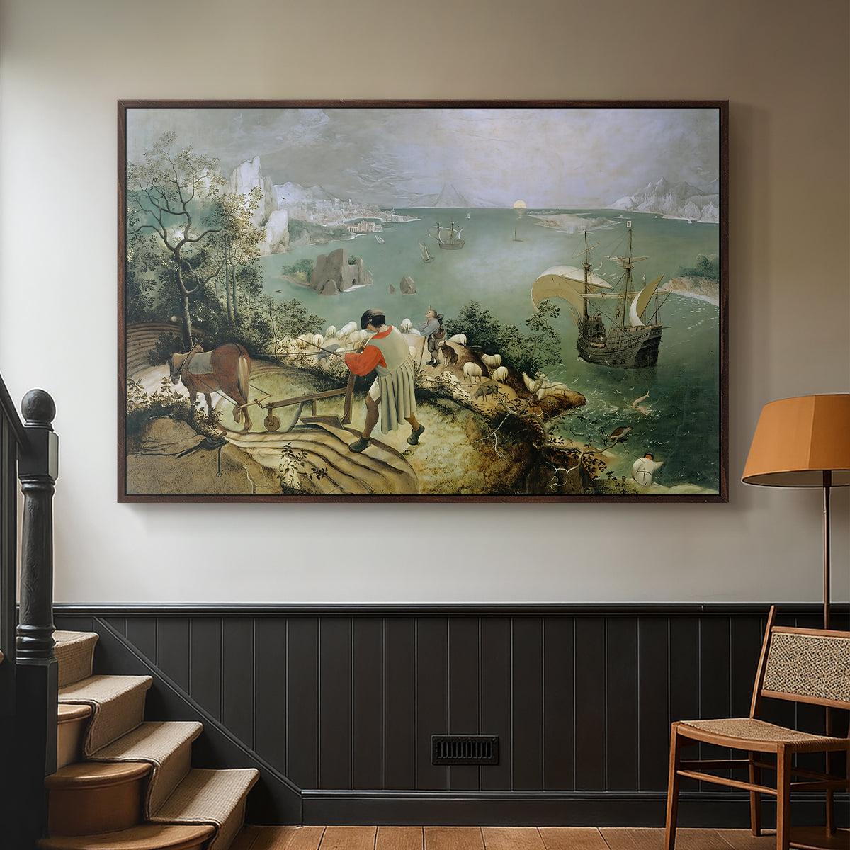 Landscape with the Fall of Icarus, c. 1560 - Floater Framed Canvas Print