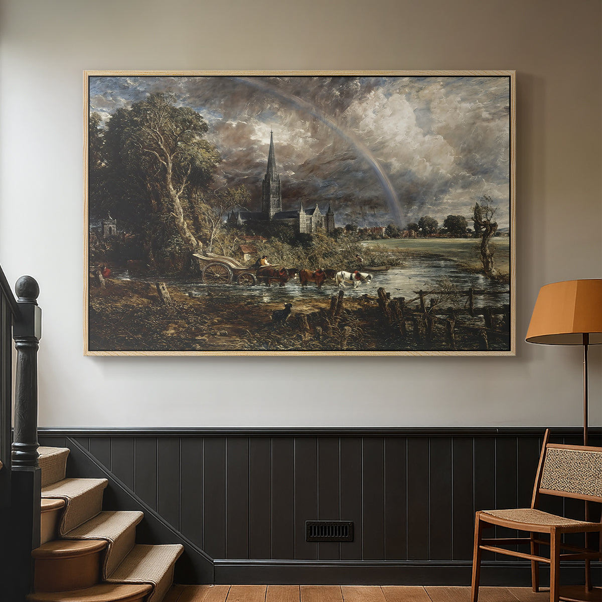 Salisbury Cathedral from the Meadows (Detail), 1831 - Floater Framed Canvas Print