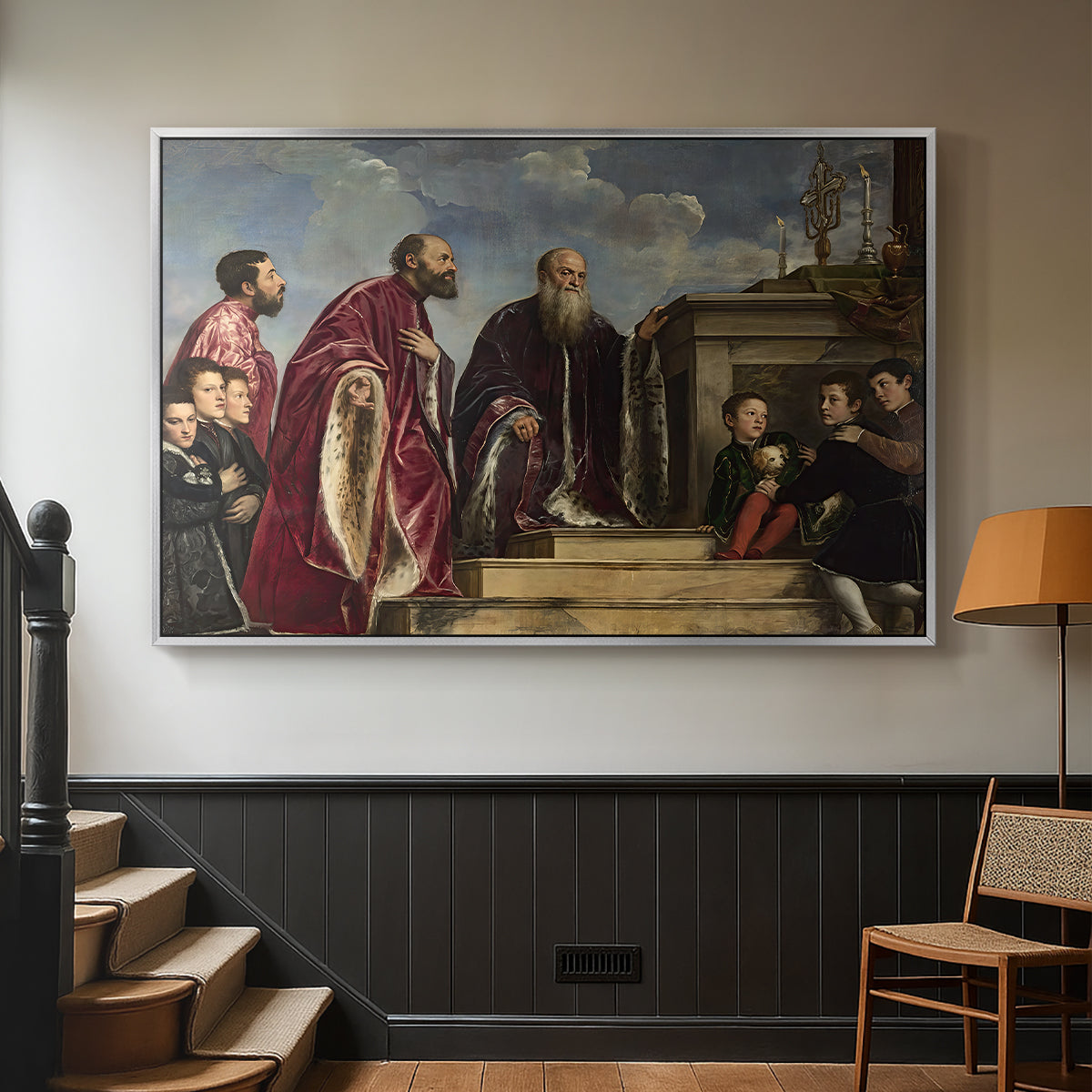 The Vendramin Family Venerating a Relic of the True Cross, c. 1540-1545 - Floater Framed Canvas Print