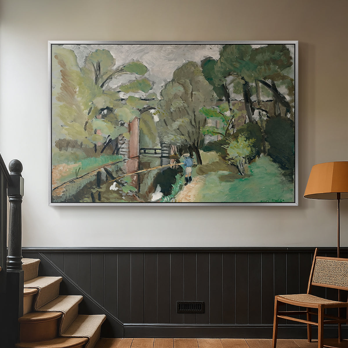 The Little Fisherman, Maintenon, 1918 - Floater Framed Canvas Print