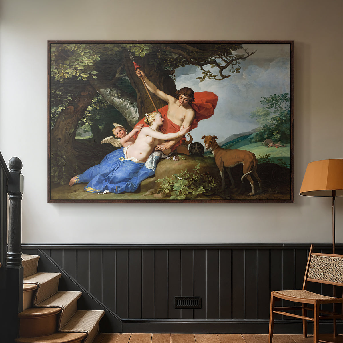 Venus and Adonis, 1632 - Floater Framed Canvas Print