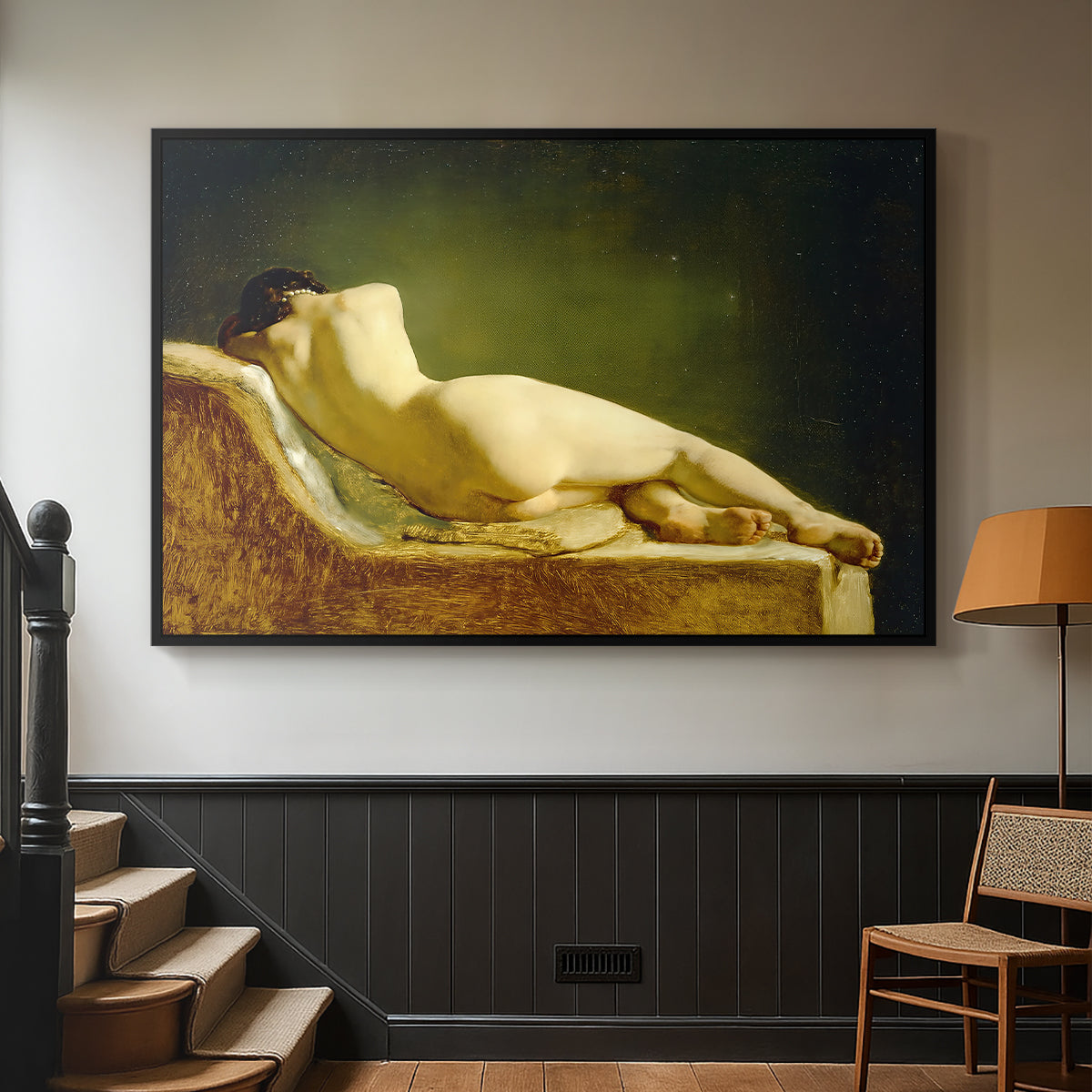 Reclining Nude (Liggende model), 1833 - Floater Framed Canvas Print