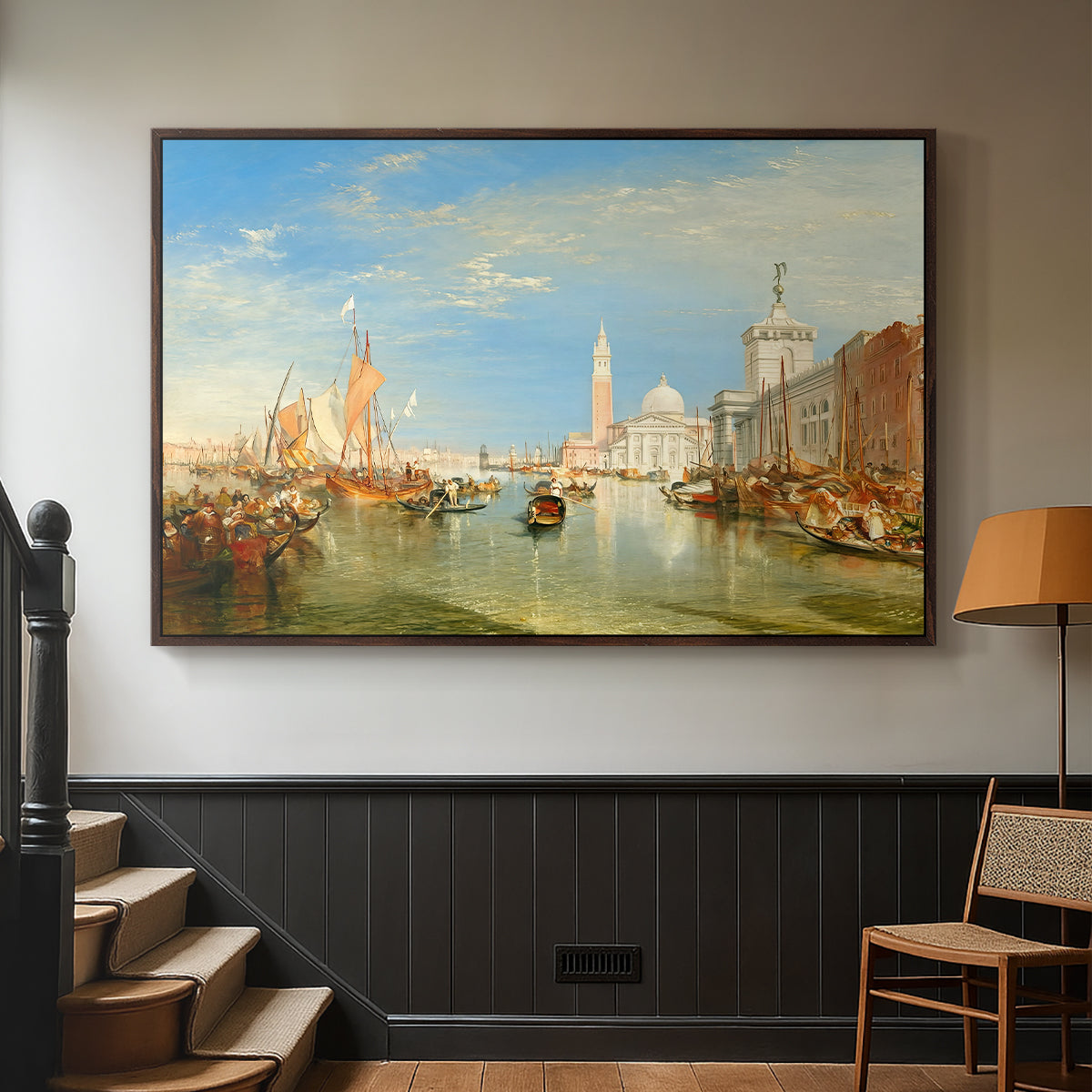 Venice: The Dogana and San Giorgio Maggiore, 1834 - Floater Framed Canvas Print