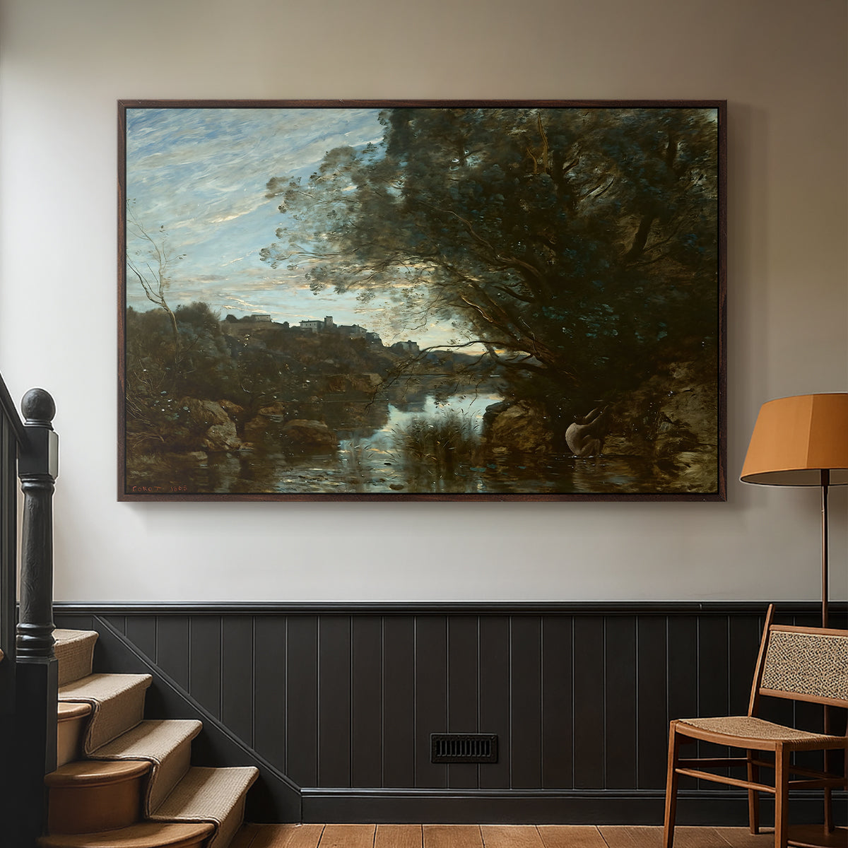 Souvenir of the Environs of Lake Nemi, 1865 - Floater Framed Canvas Print
