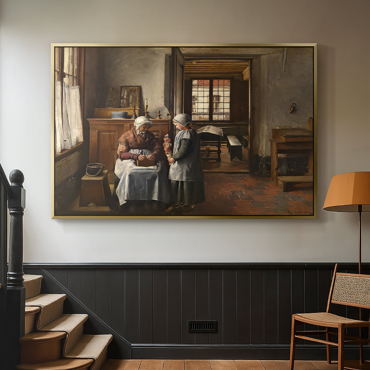 Grandmother's Feast, 1873 - Floater Framed Canvas Print