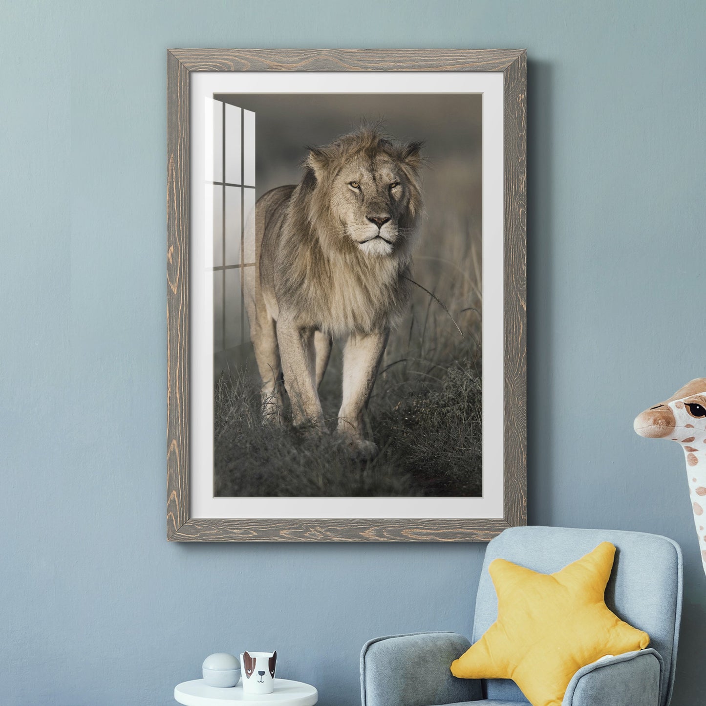 Morning Walk in Masai Mara - Premium Framed Print - Distressed Barnwood Frame - Ready to Hang