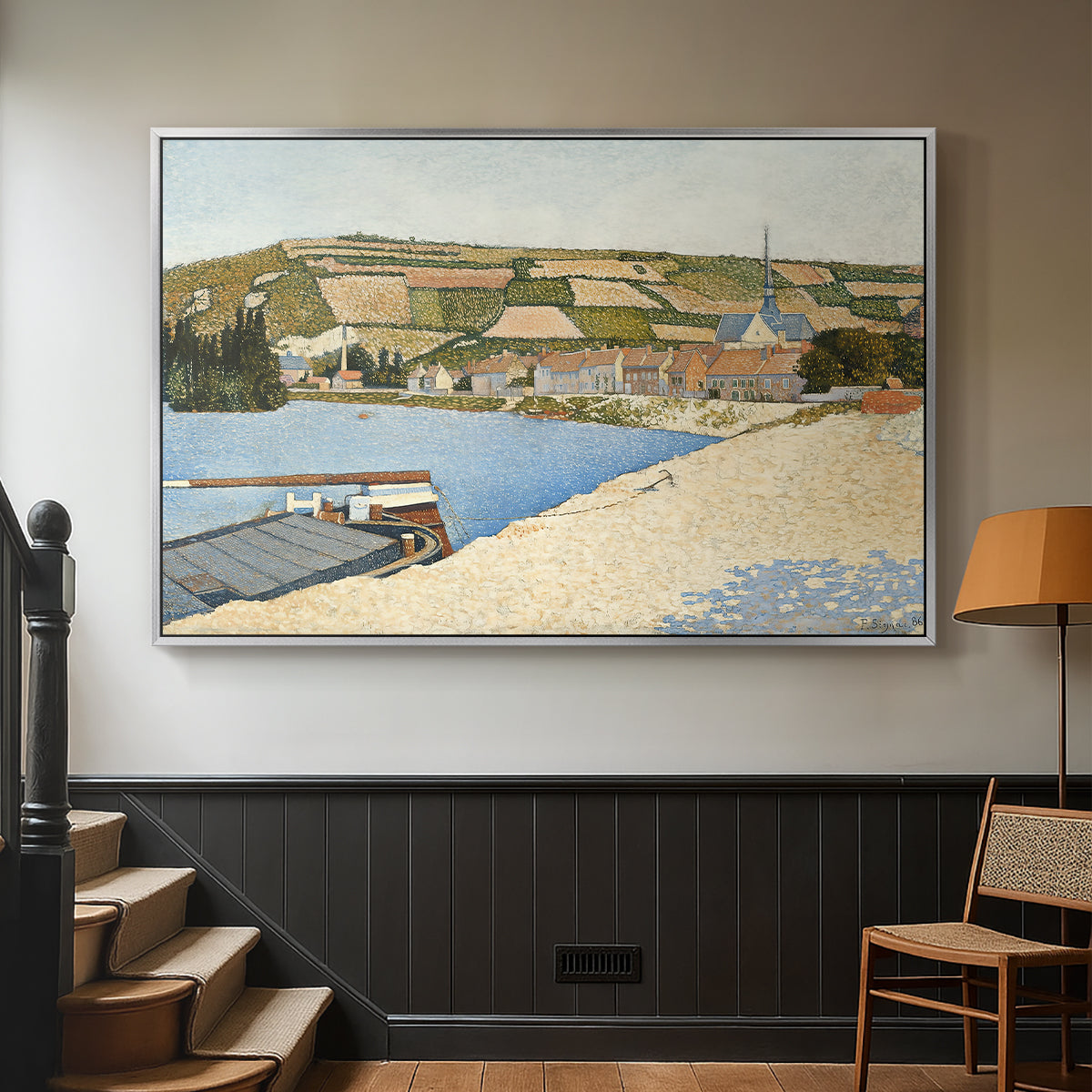 The Riverbank, Les Andelys, 1886 - Floater Framed Canvas Print