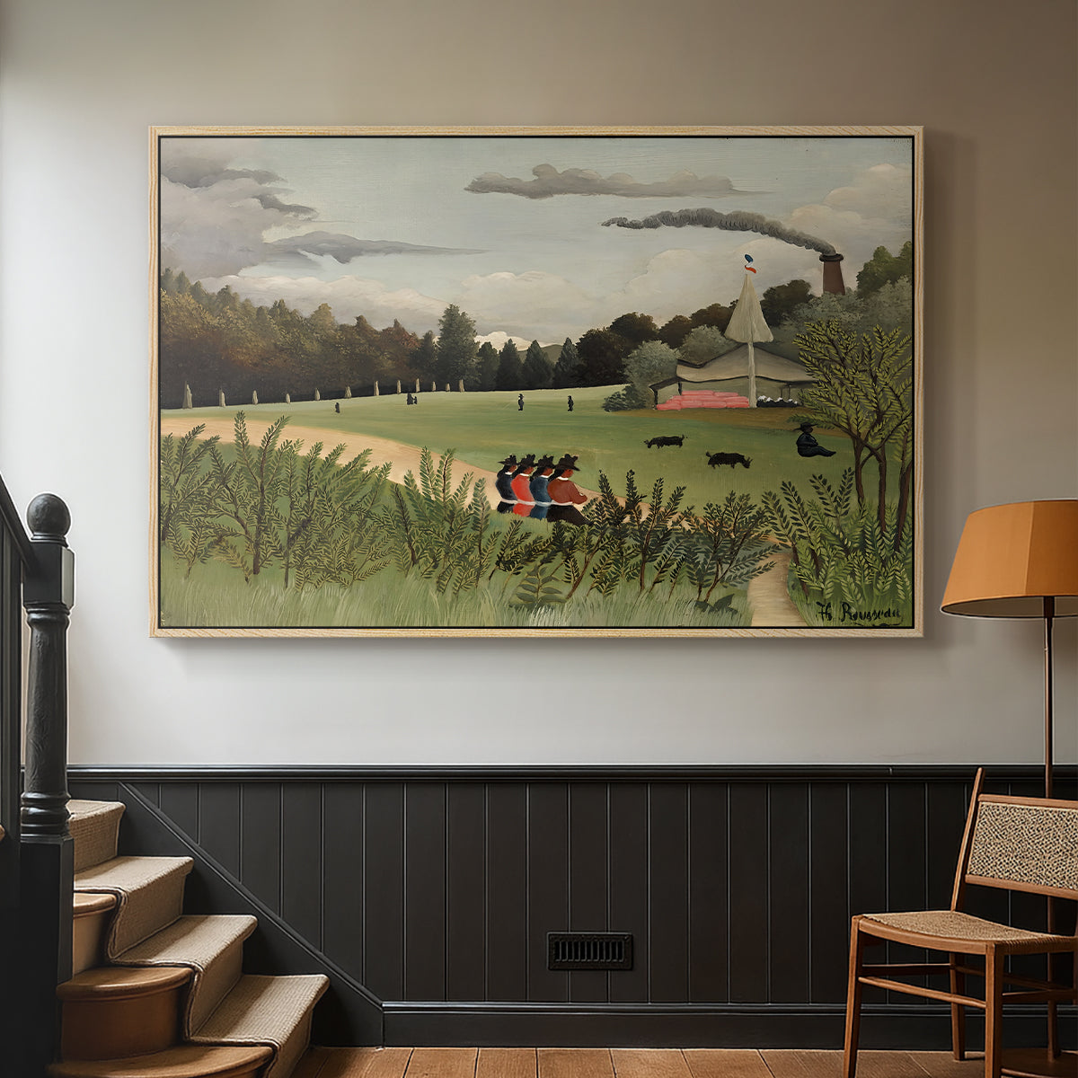 The Chair Factory at Alfortville, 1897 - Floater Framed Canvas Print