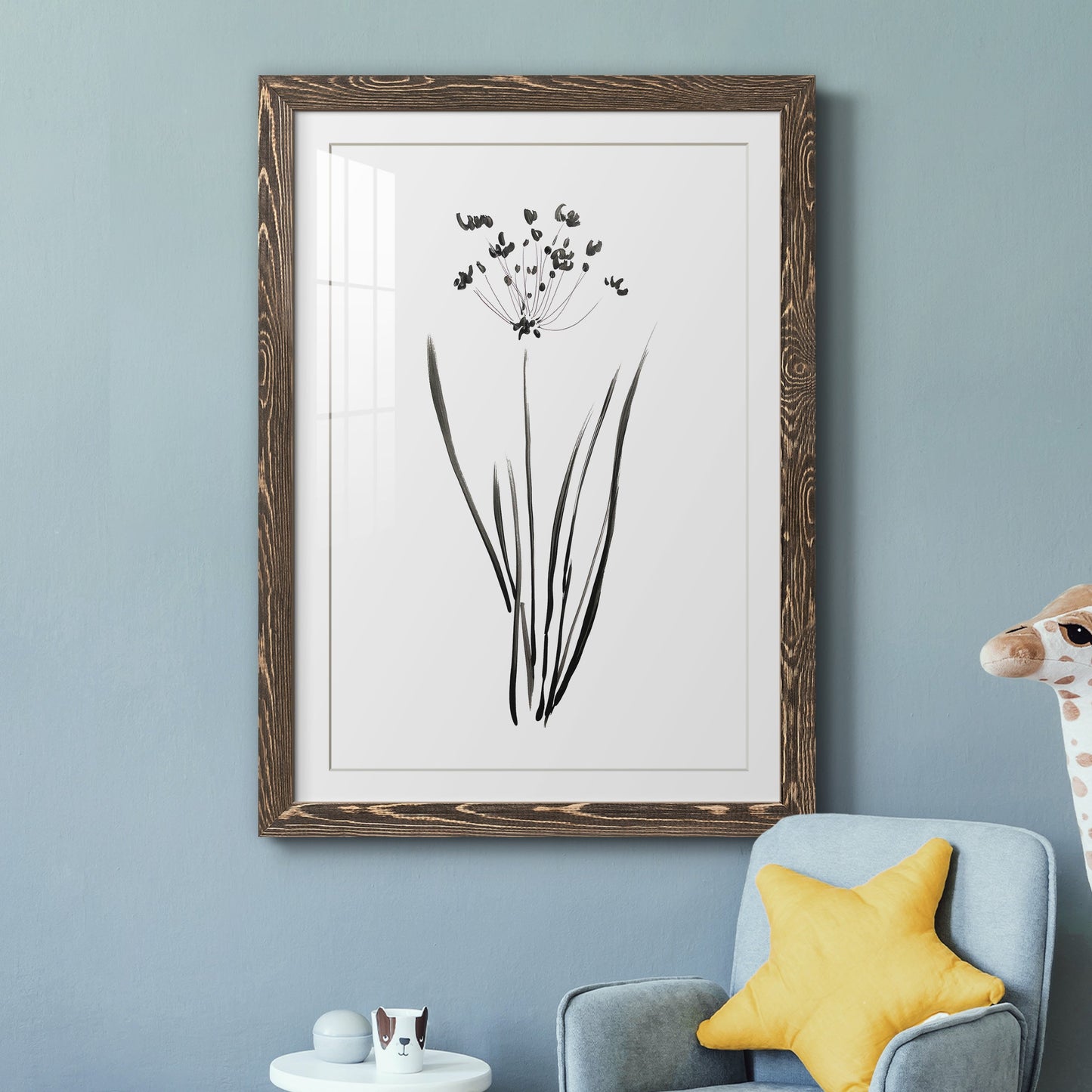 Inky Botanical II - Premium Framed Print - Distressed Barnwood Frame - Ready to Hang