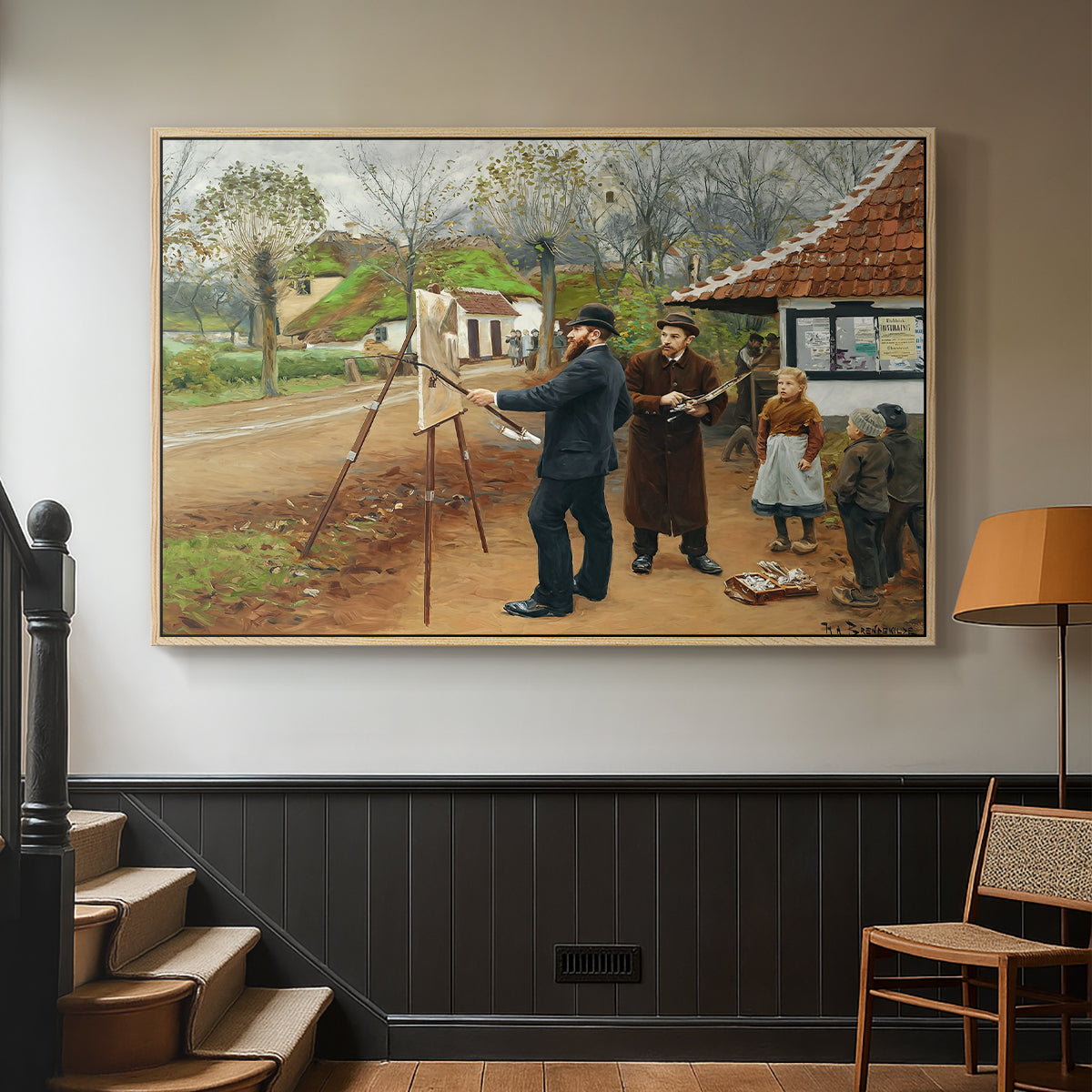 L. A. Ring Painting near Aasum Smithy, 1893 - Floater Framed Canvas Print