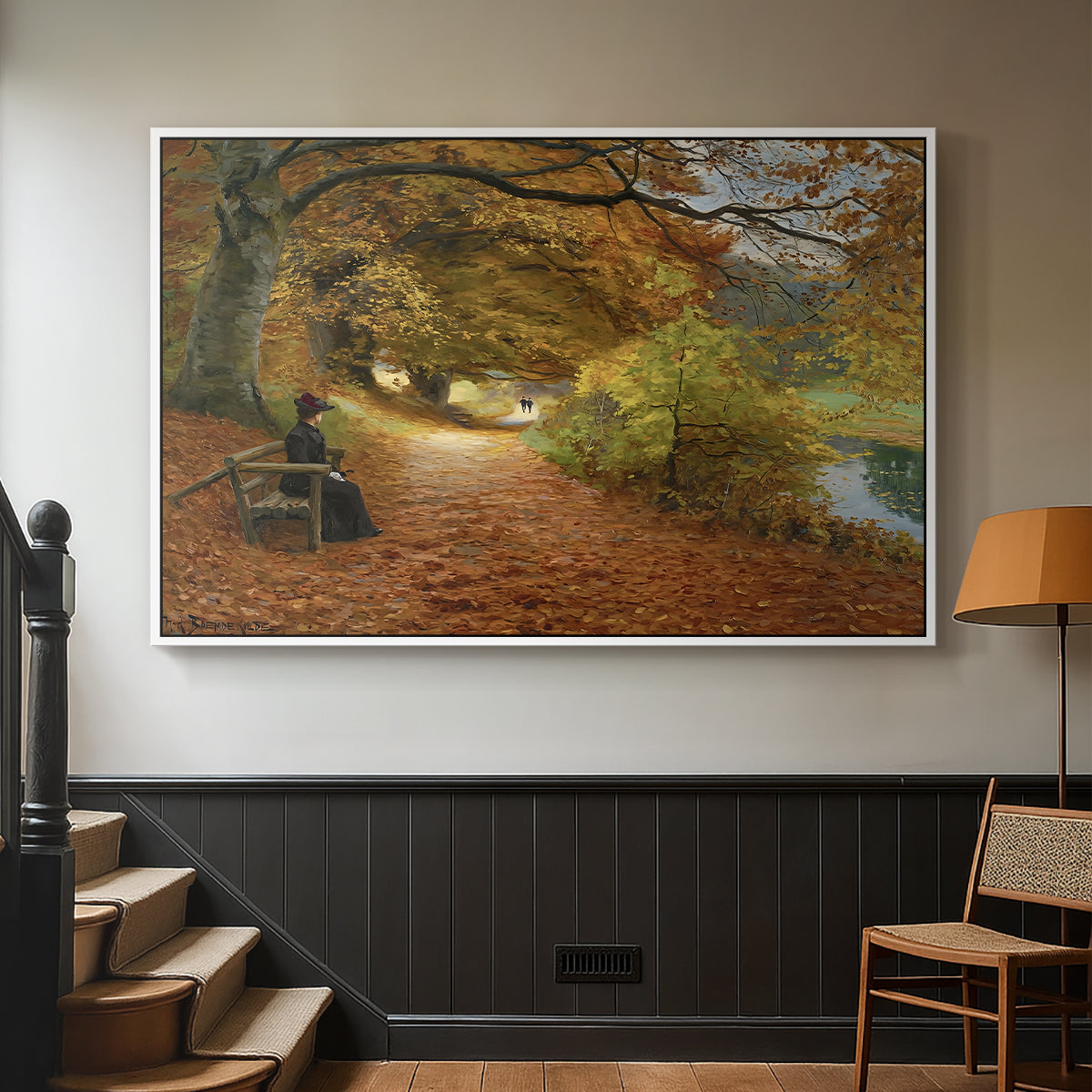 A Wooded Path in Autumn, 1902 - Floater Framed Canvas Print