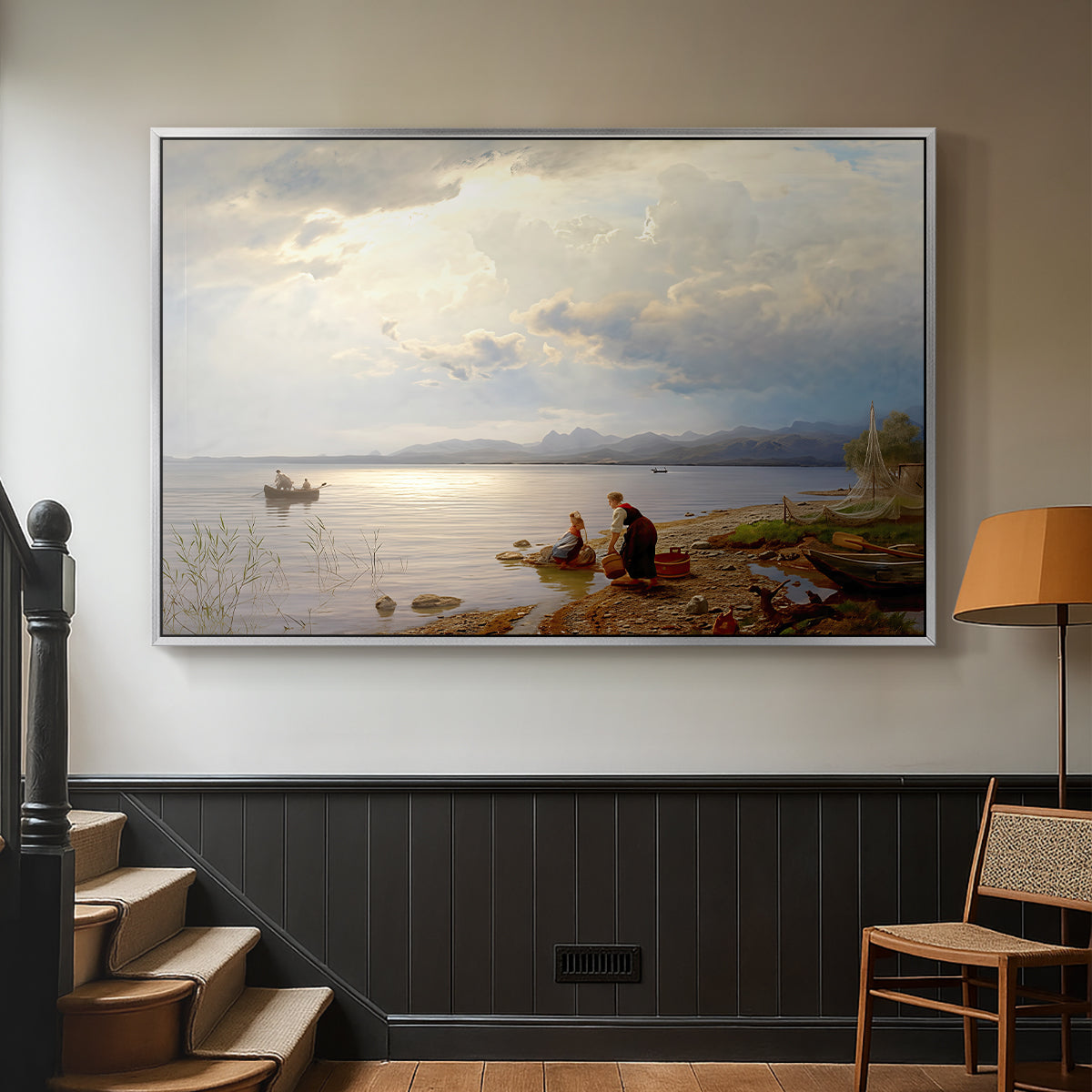 On the Banks of the Chiemsee, 1871 - Floater Framed Canvas Print