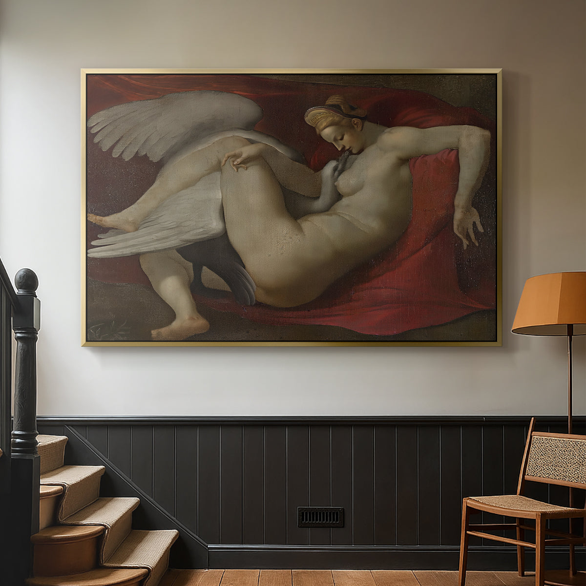 Leda and the Swan (16th-Century Version), c. 1530 - Floater Framed Canvas Print