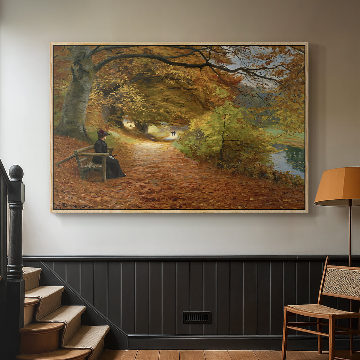 A Wooded Path in Autumn, 1902 - Floater Framed Canvas Print