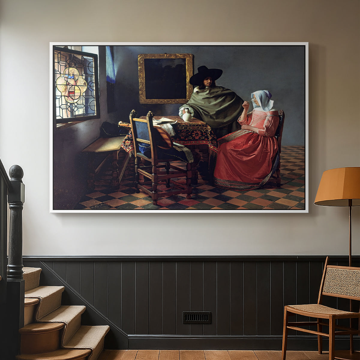 The Glass of Wine, c. 1660 - Floater Framed Canvas Print