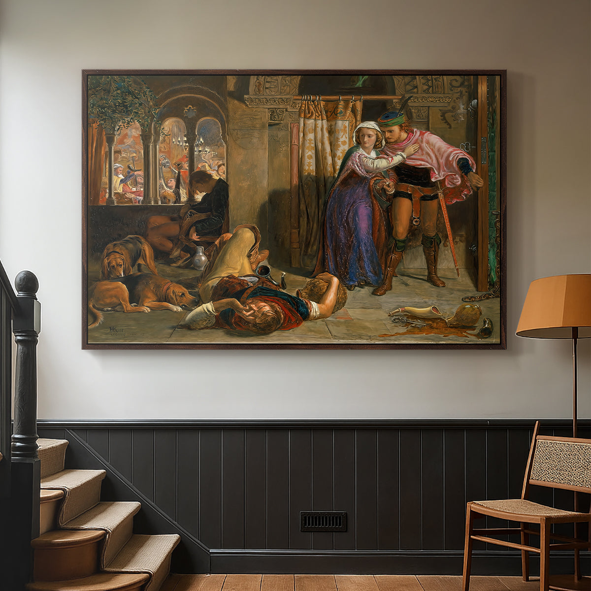 The Flight of Madeline and Porphyro, 1848 - Floater Framed Canvas Print