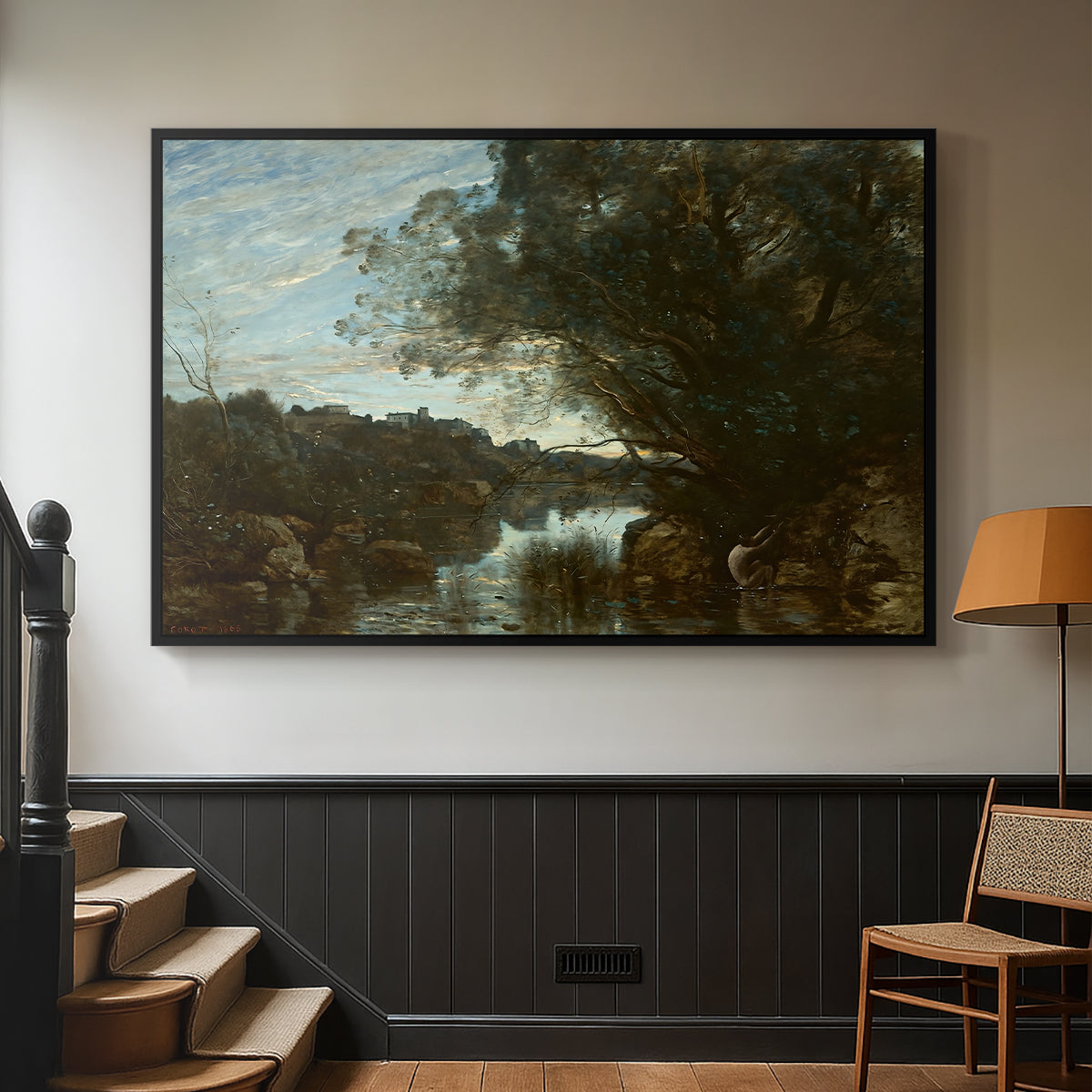 Souvenir of the Environs of Lake Nemi, 1865 - Floater Framed Canvas Print