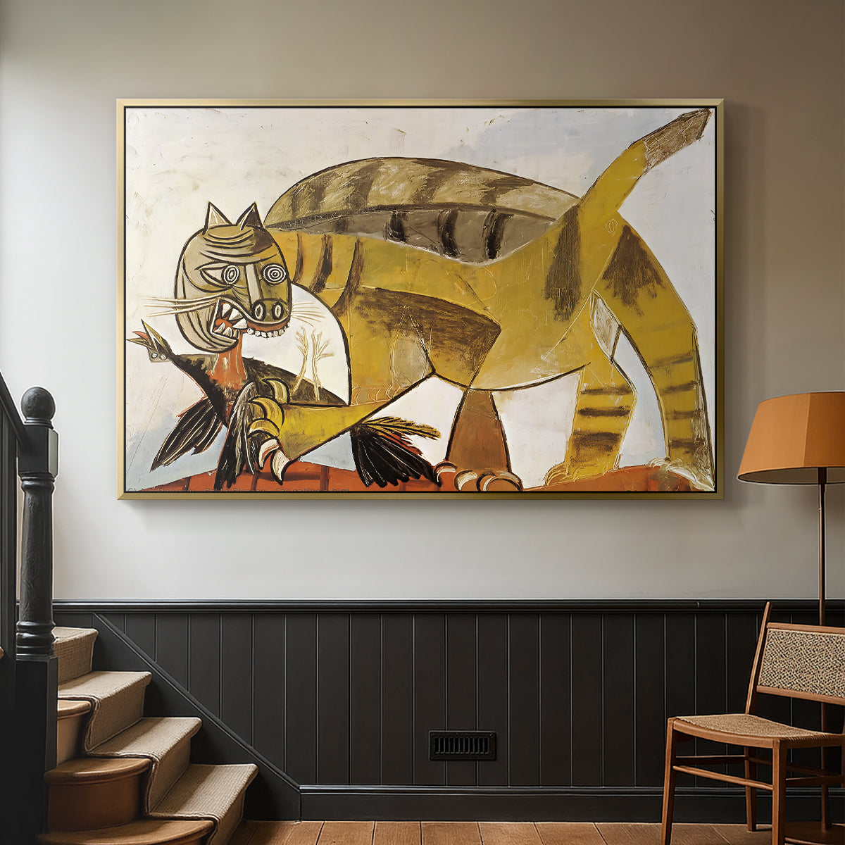 Cat Eating a Bird, 1939 - Floater Framed Canvas Print