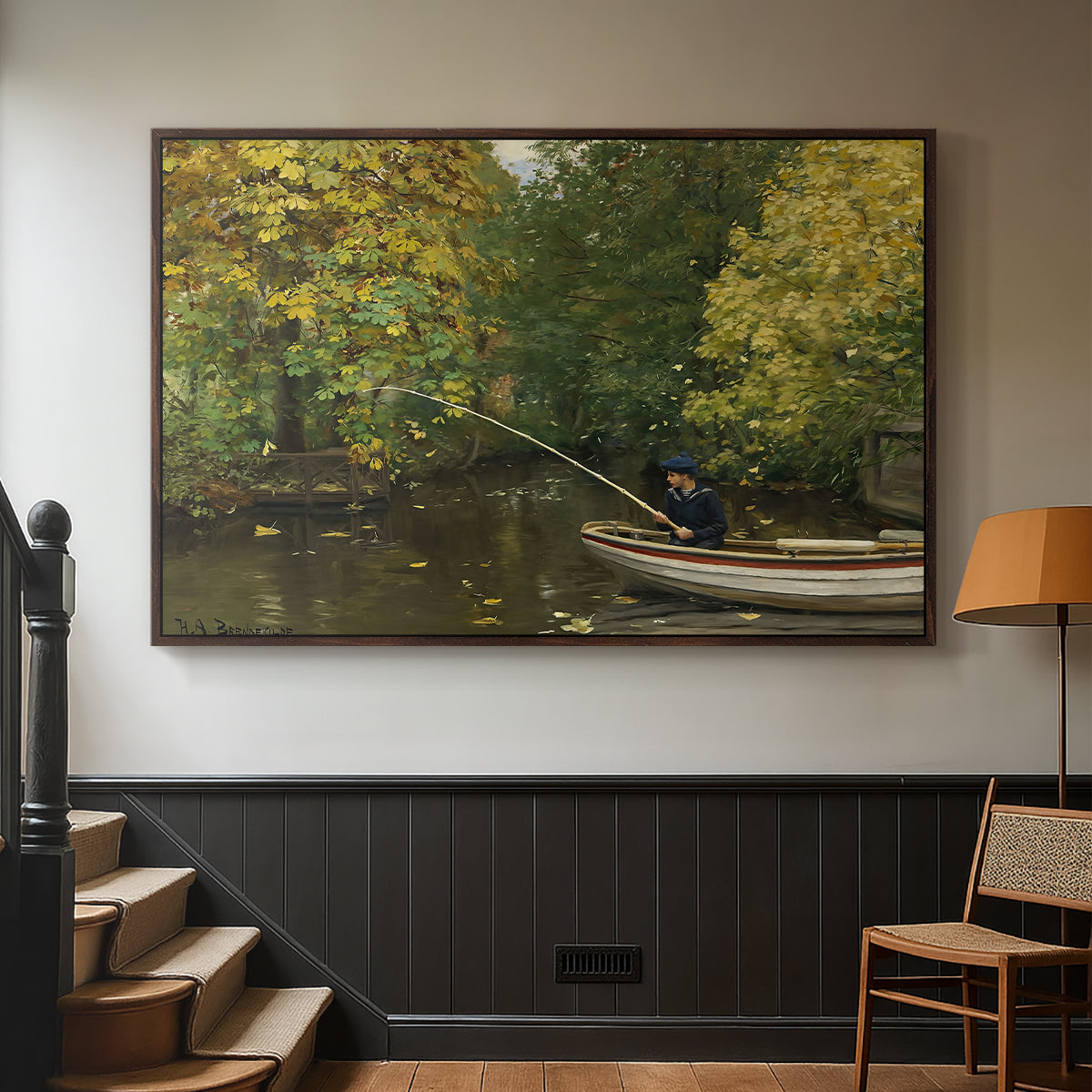 Fishing Boy, c. 1890 - Floater Framed Canvas Print