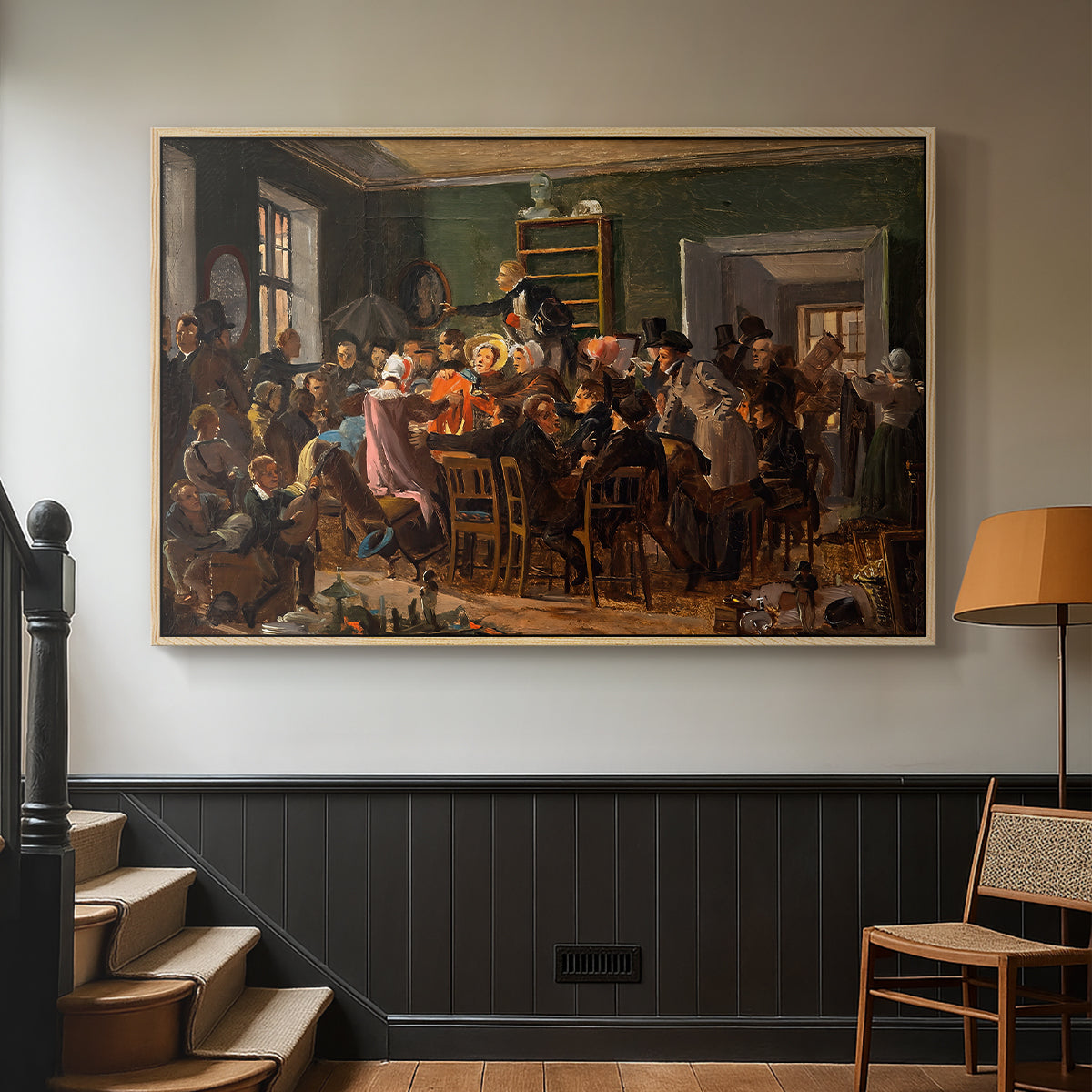 An Auction Scene, 1835 - Floater Framed Canvas Print