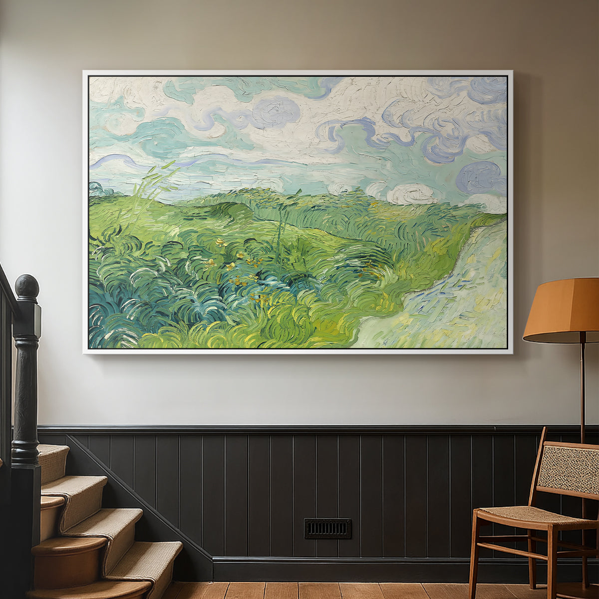 Green Wheat Field, Auvers, 1890 - Floater Framed Canvas Print