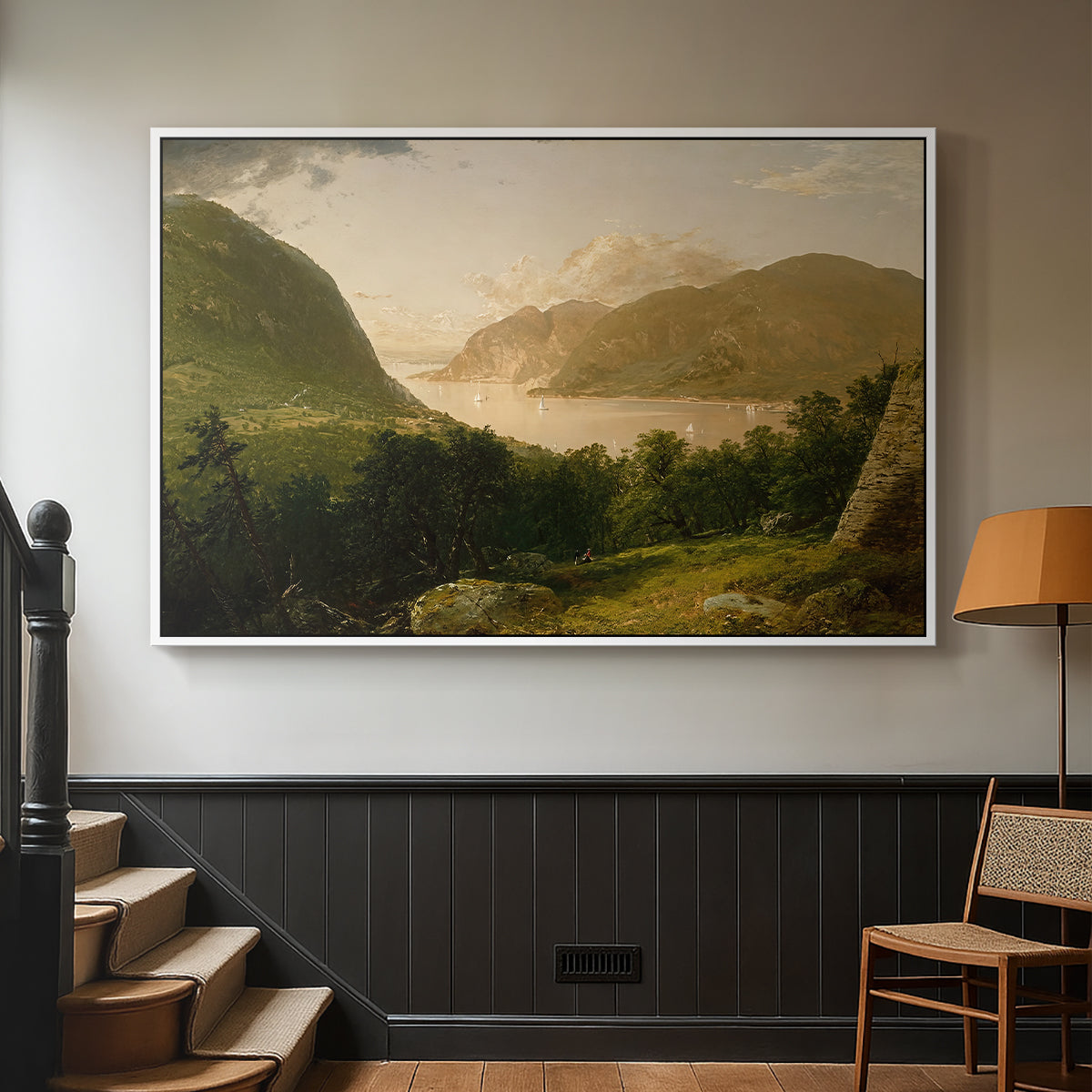 Hudson River Scene, 1857 - Floater Framed Canvas Print