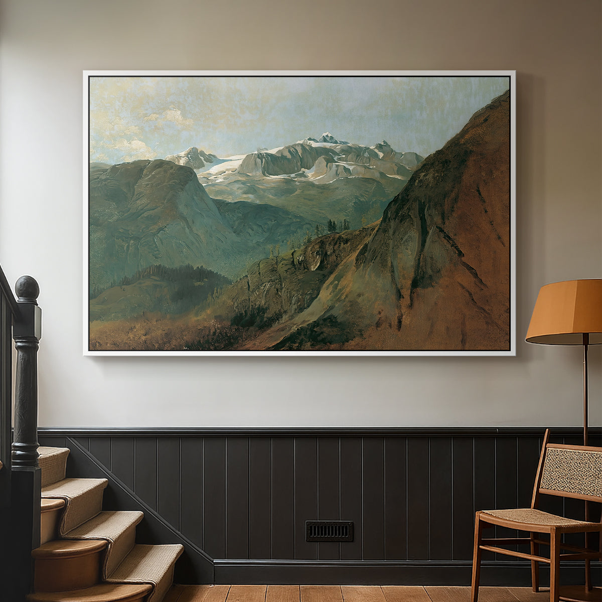 The Dachstein from the Plassen near Hallstatt, 1827 - Floater Framed Canvas Print