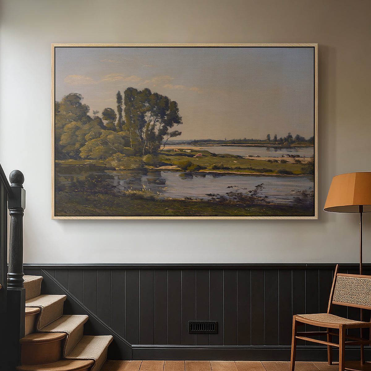 Landscape with a River, 1892 - Floater Framed Canvas Print