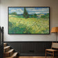 Green Wheat Field with Cypress, 1889 - Floater Framed Canvas Print