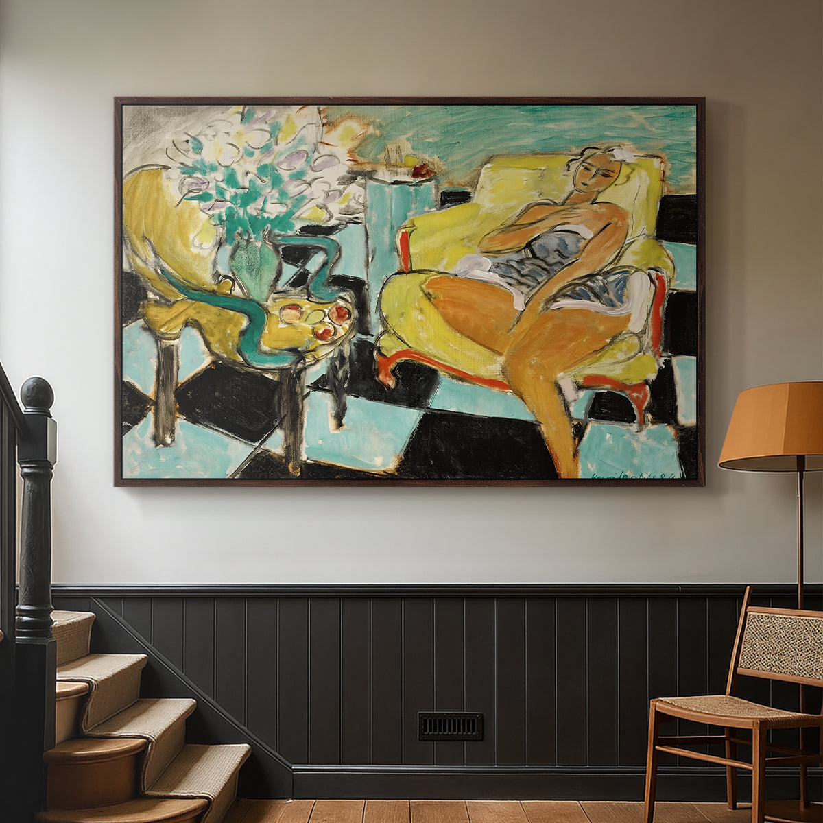 Seated Woman with Flower, 1942 - Floater Framed Canvas Print