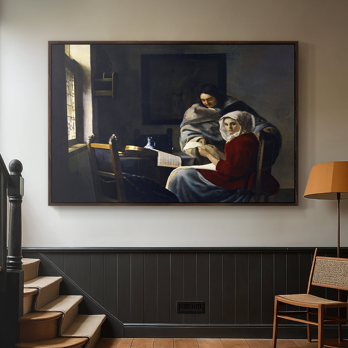 Girl Interrupted at Her Music, c. 1658-1659 - Floater Framed Canvas Print