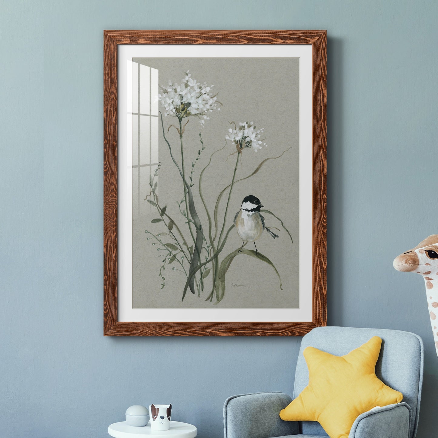 Bouquet of Grace Bird II - Premium Framed Print - Distressed Barnwood Frame - Ready to Hang