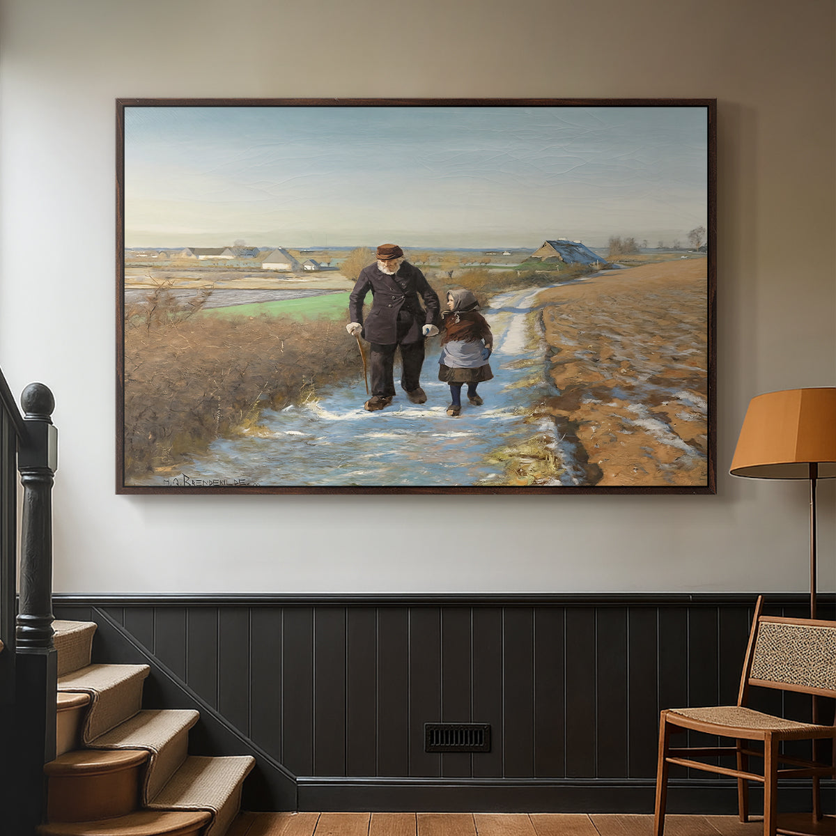 The Old Man and the Child, 1888 - Floater Framed Canvas Print