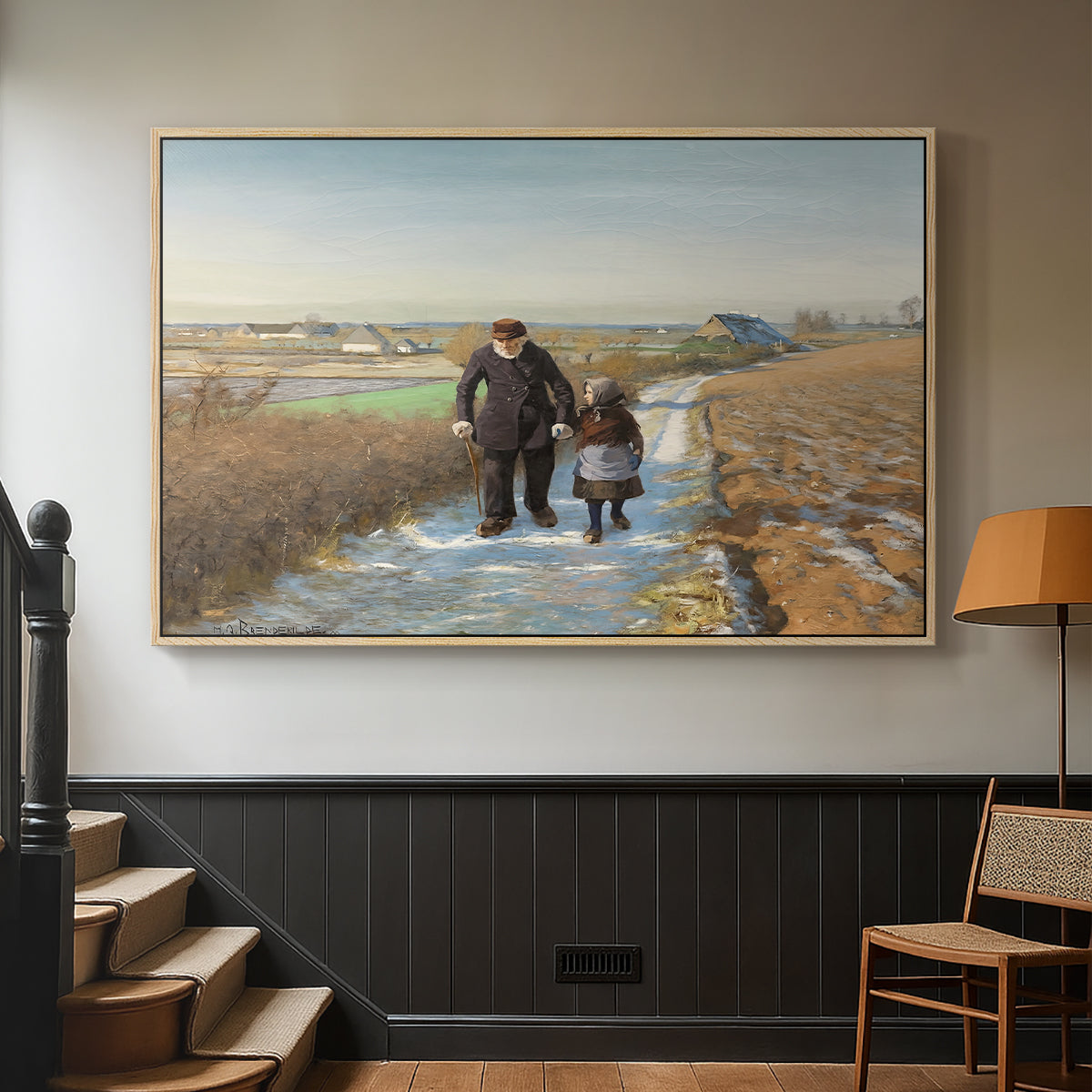 The Old Man and the Child, 1888 - Floater Framed Canvas Print